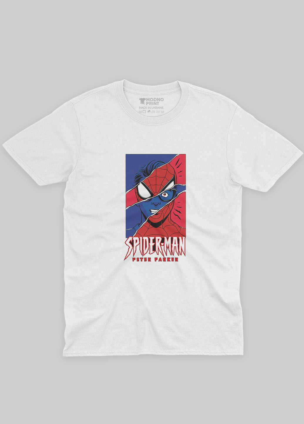 Белая мужская футболка с принтом супергероя - человек-паук (ts001-1-whi-006-014-032) Modno