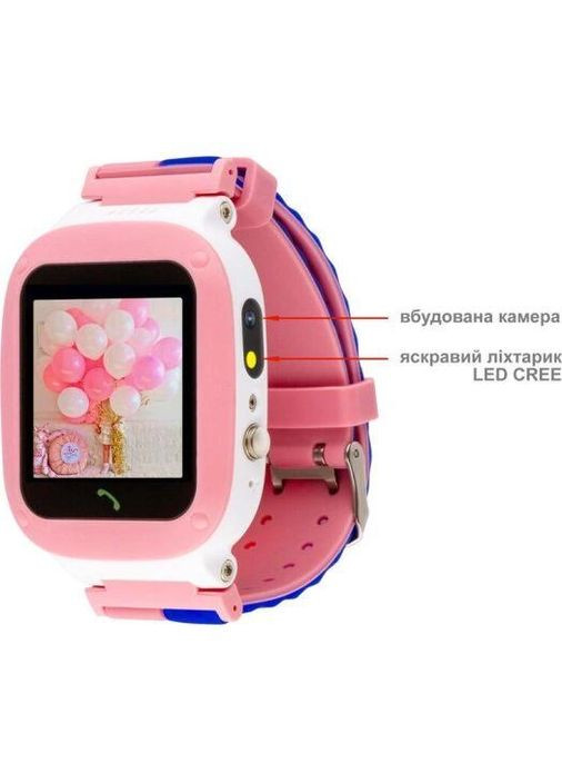 Дитячий смарт-годинник GO004 Splashproof Camera+LED Pink Amigo (360418431)
