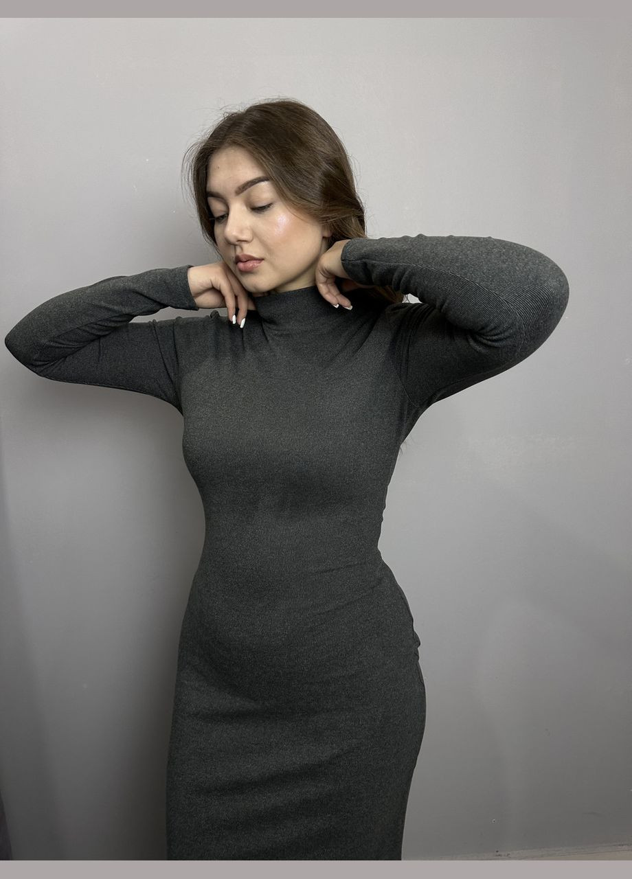 Серое кэжуал платье женское серое приталенное mkaz65-1 Modna KAZKA