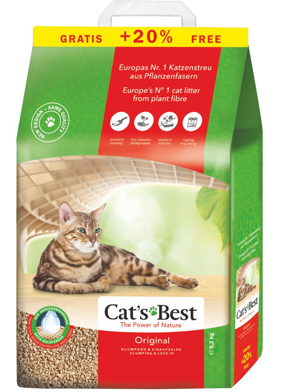 Наполнитель для кошачьего туалета Original Древесный комкующий 5.2 кг (10+2 л)(4002973191163) Cat's Best (279572682)