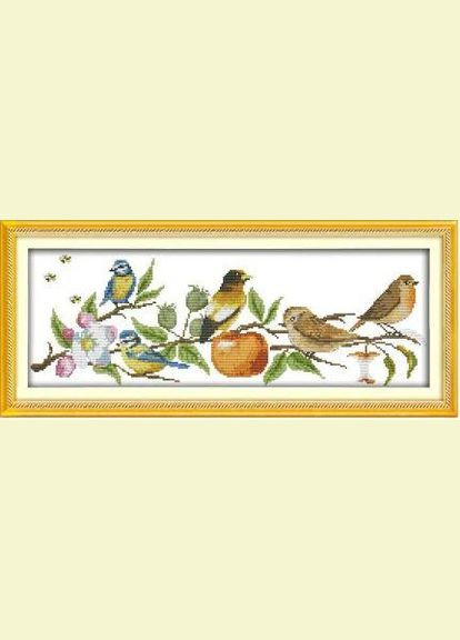 Набор для вышивания по нанесённой на канву схеме "The birds on the tree". AIDA 14CT printed 52*20 см Joy Sunday (313613666)
