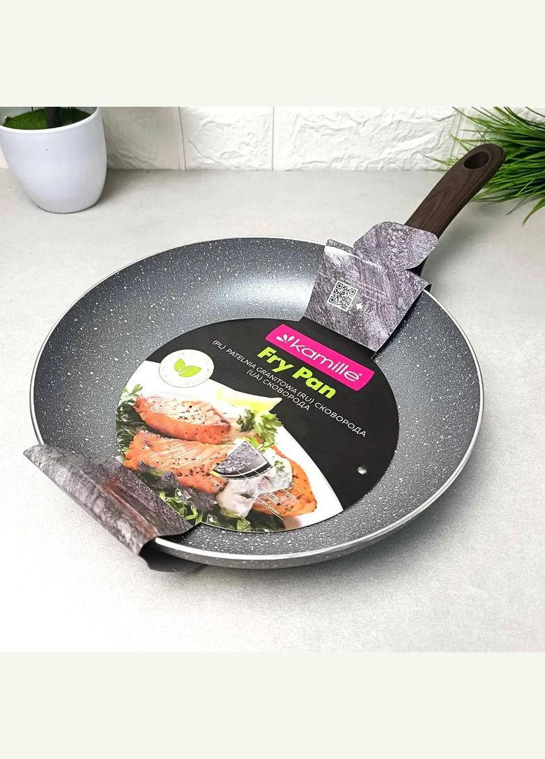 Сковорода 20 см з антипригарним покриттям Grey marble для індукції і газу Kamille (303210639)