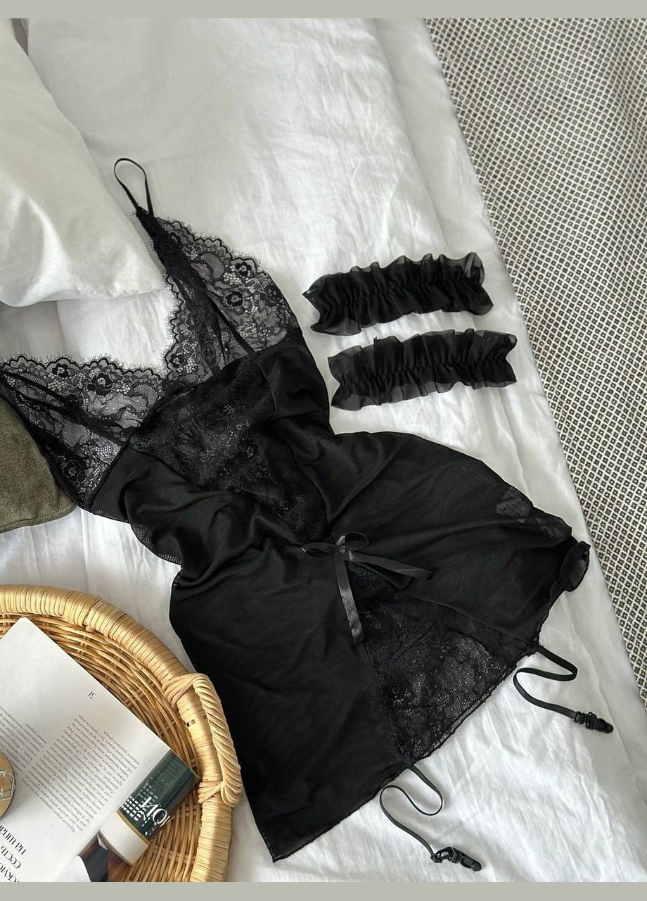 Черное откровенный соблазнительное платье-комбинация Vakko однотонное