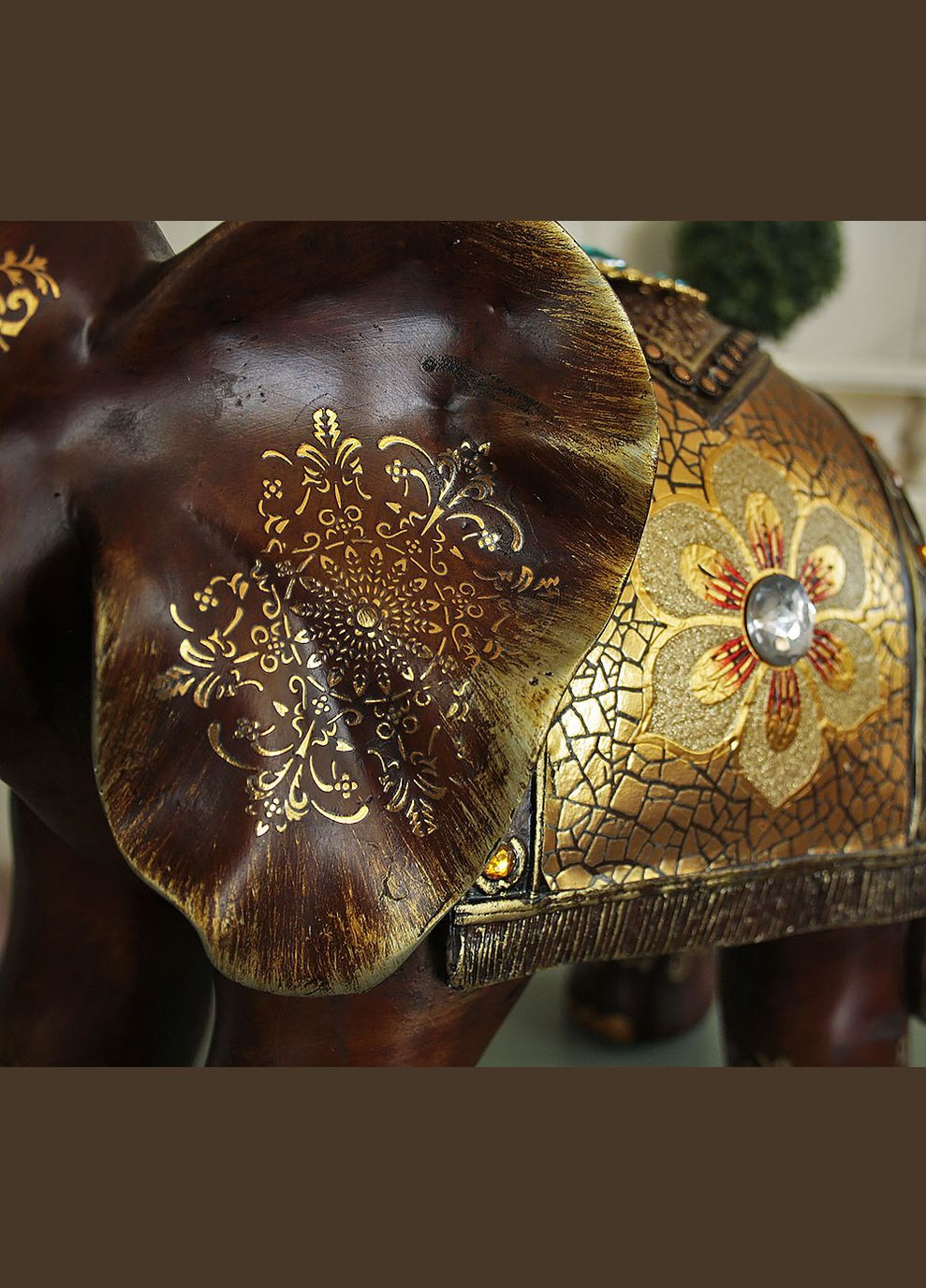 Фигура слона с цветком, хобот вверх 35см (H24494D) Гранд Презент (282841187)