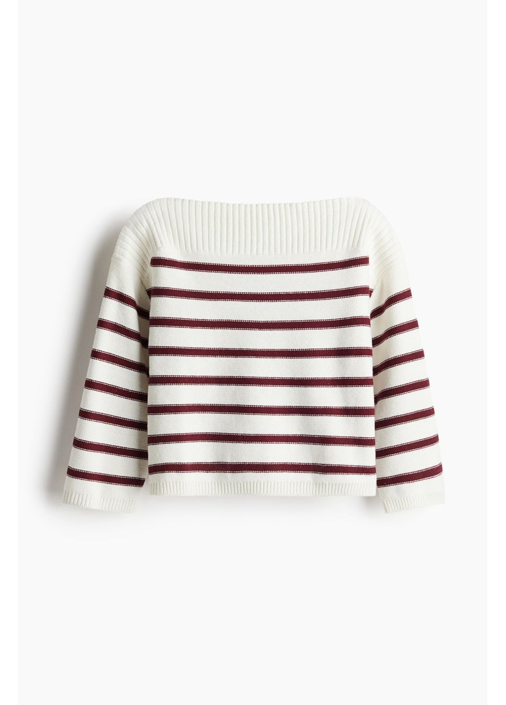 Комбинированный демисезонный джемпер с изнаночным вырезом и воротником-челноком H&M