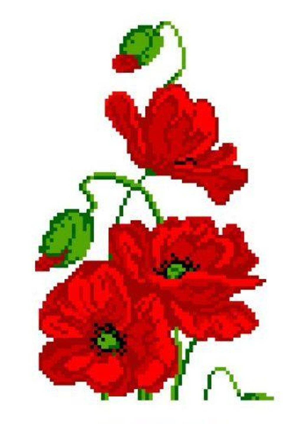 Набір для вишивання нитками хрестом " Червоний мак " нитки муліне канва голка канва з малюнком No Brand (333165399)