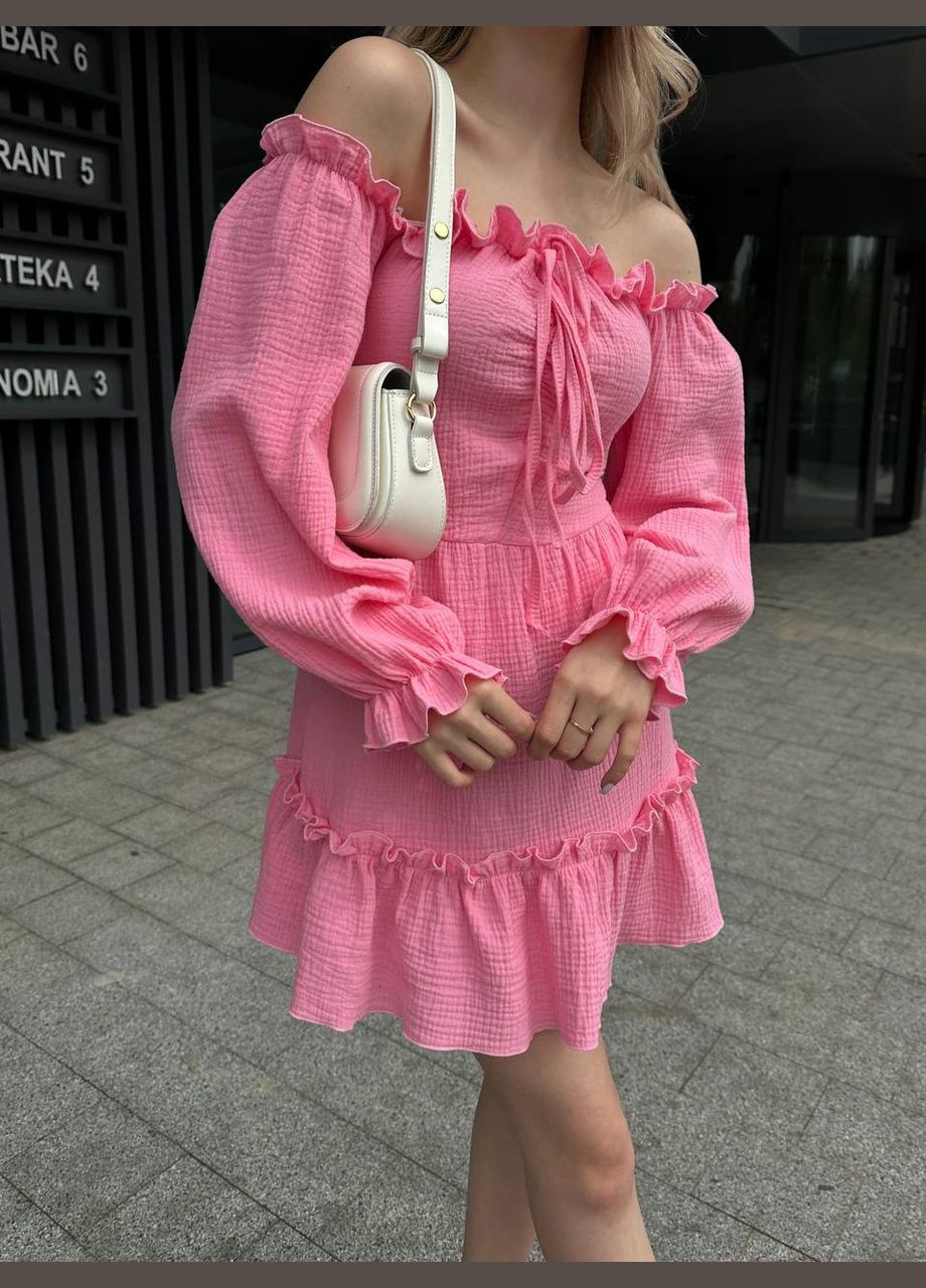 Розовое кэжуал платье N.Family однотонное