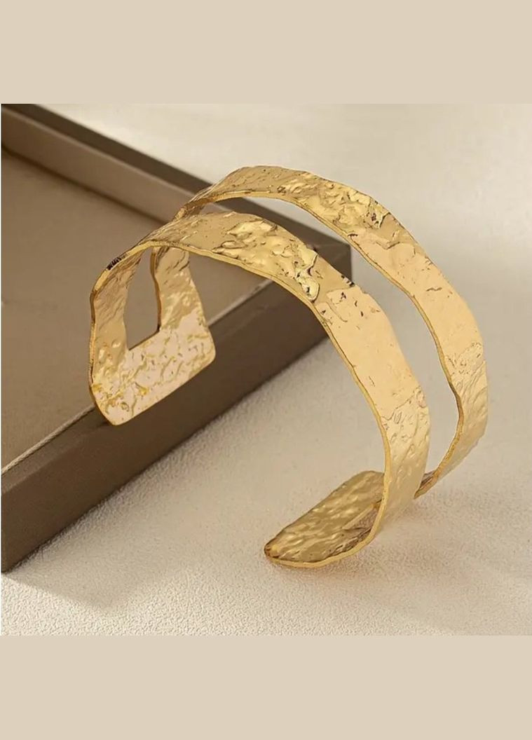 Широкий золотистий металевий браслет скоба, 10-834 Fashion Jewelry (341085622)