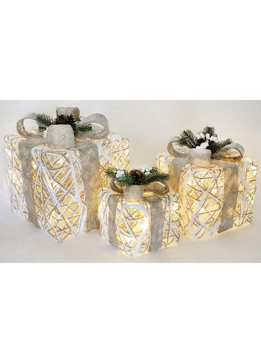 Набор декоративных подарков - 3 коробки с led-подсветкой Bona (282590982)