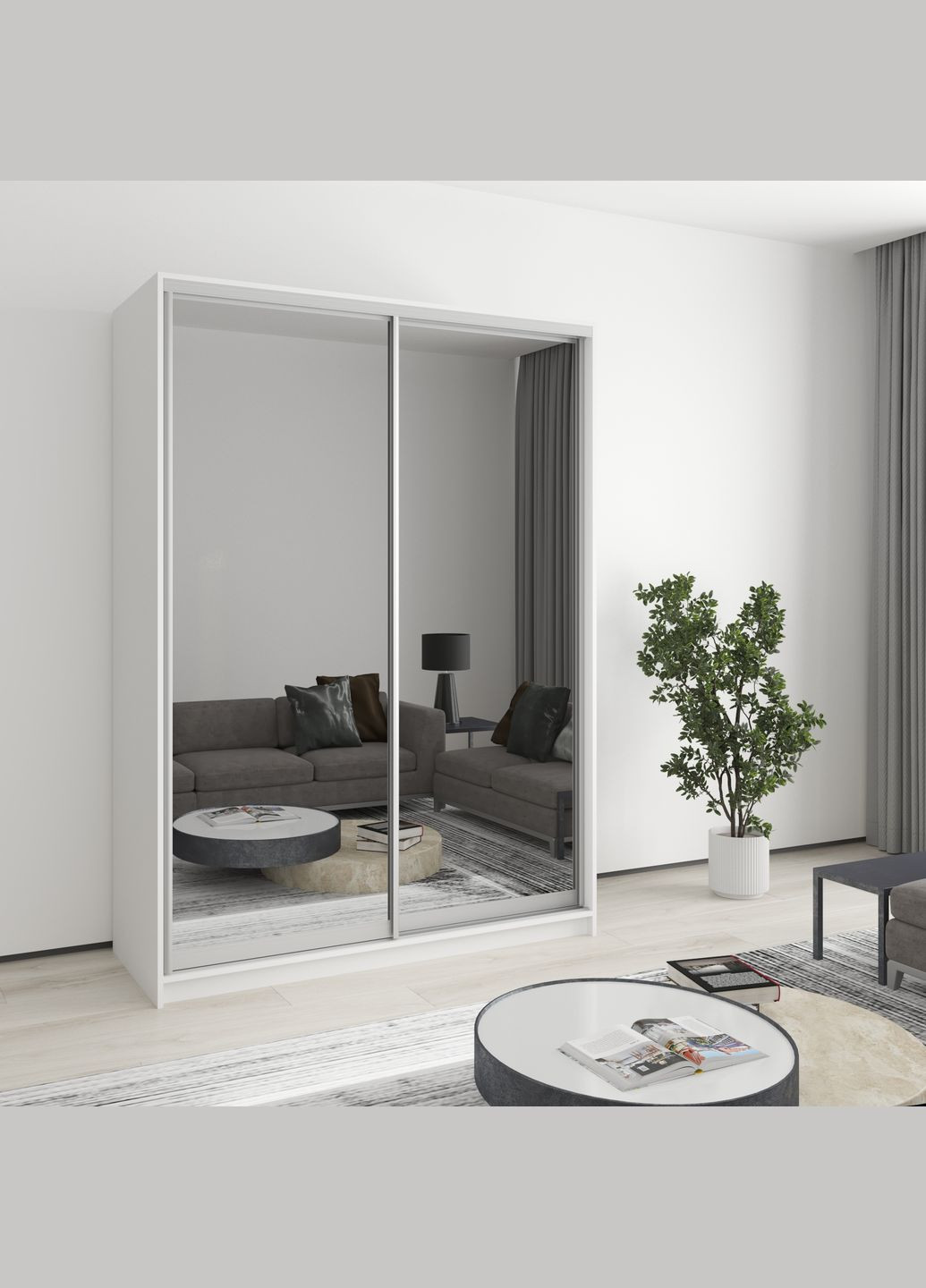 Шкаф-купе двухдверный Стандарт AL 2 Зеркала 150x45x210 см (MBS-2464) MebelStar (362373795)