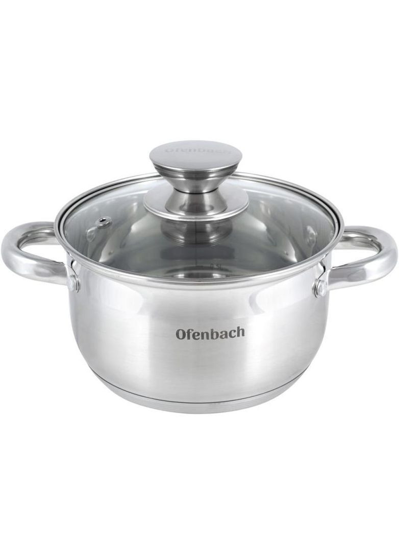 Кастрюля Casserole из нержавеющей стали 1700мл со стеклянной крышкой Ofenbach (339780158)