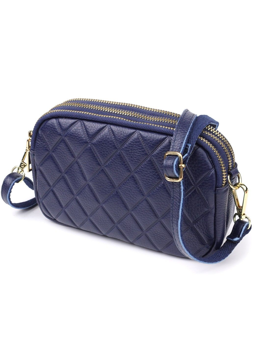 Удобная кожаная сумка на три отделения для женщин 22892 Синий Vintage (356452179)