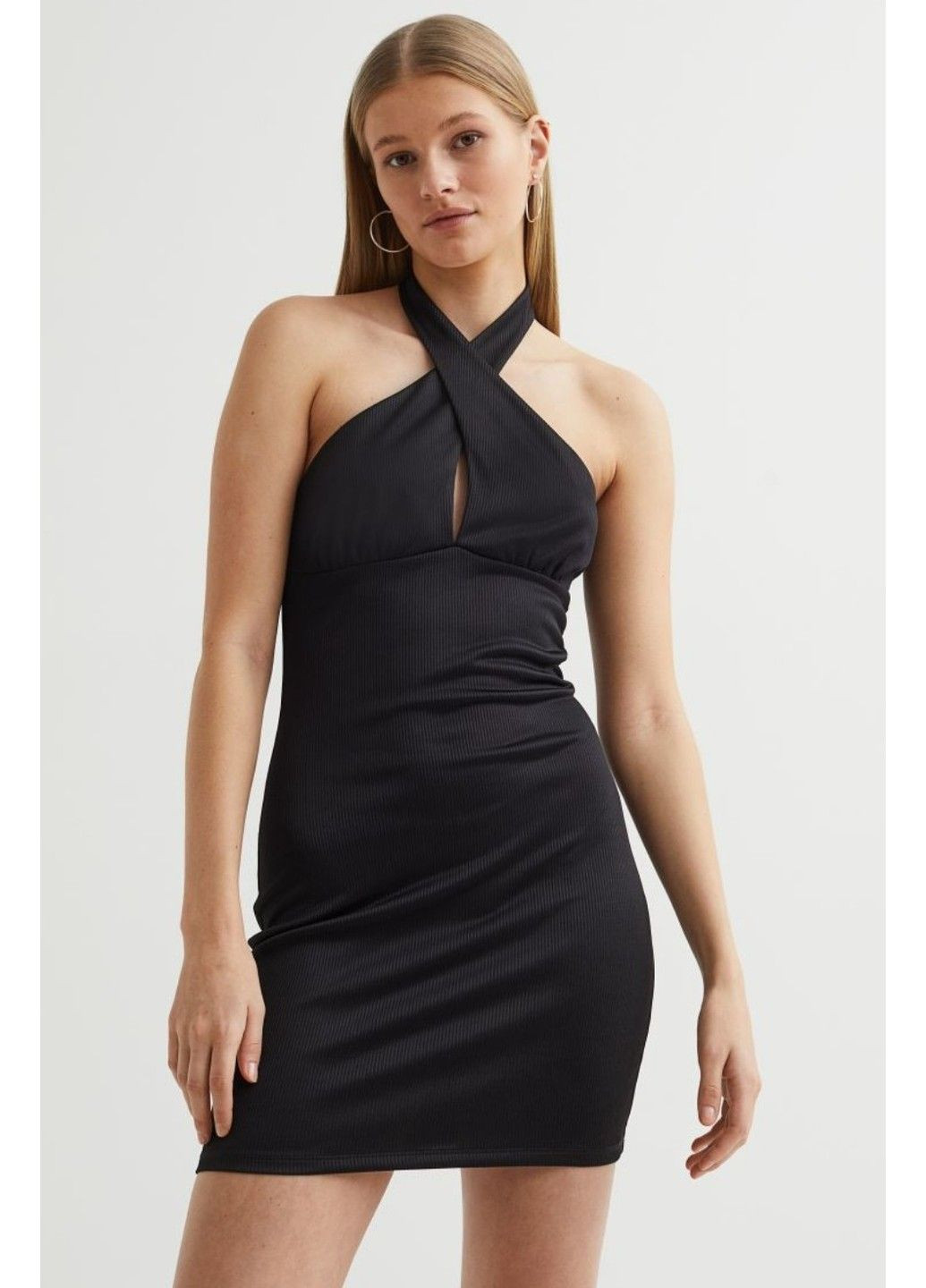 Черное коктейльное женское трикотажное платье н&м (57062) xxs черное H&M