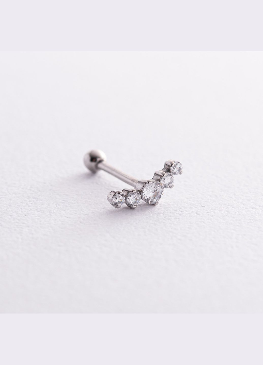 Одиночна срібна сережка в хрящ вушка (фіаніти) 40001 Oniks (264024668)