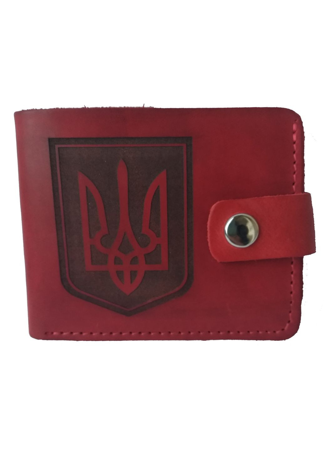 Шкірняий гаманець з Тризубом гаманець з зображенням Тризуба гаманець з гравіюванням Тризуба ручна робота червоний No Brand (334702063)
