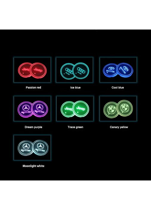 Подсветка подстаканника RGB в авто с логотипом автомобиля (к-кт 2 шт.) Volvo (360949369)