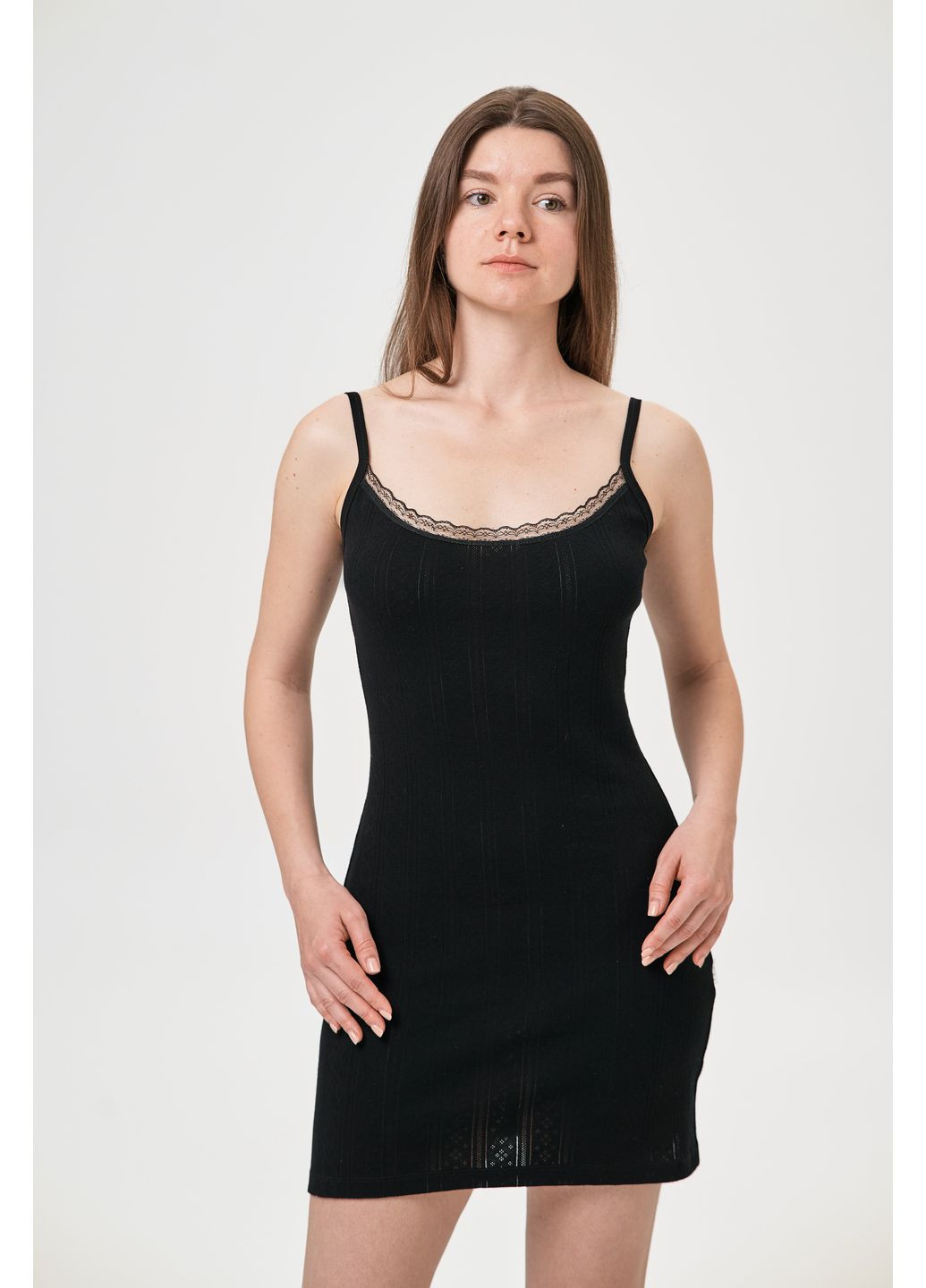 Комбинация c кружевом IVVI Черная No Brand (358935954)