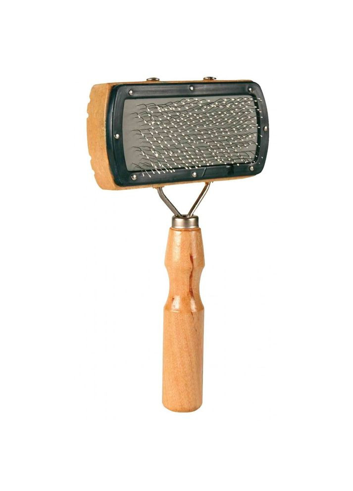 Щетка-пуходерка для собак, с деревянной ручкой и защитными шариками 10 см/18 см. Trixie (355253878)