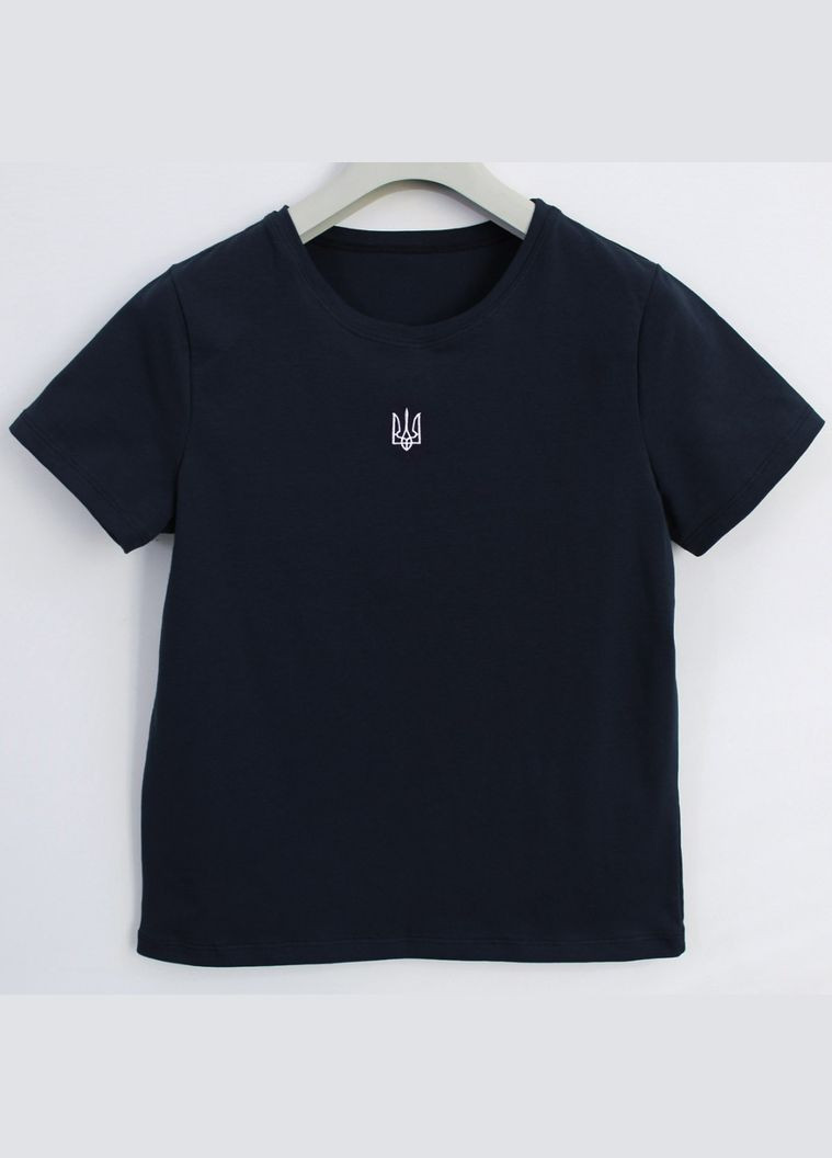 Женская футболка с вышивкой Тризуб черная Ladan — 303727237