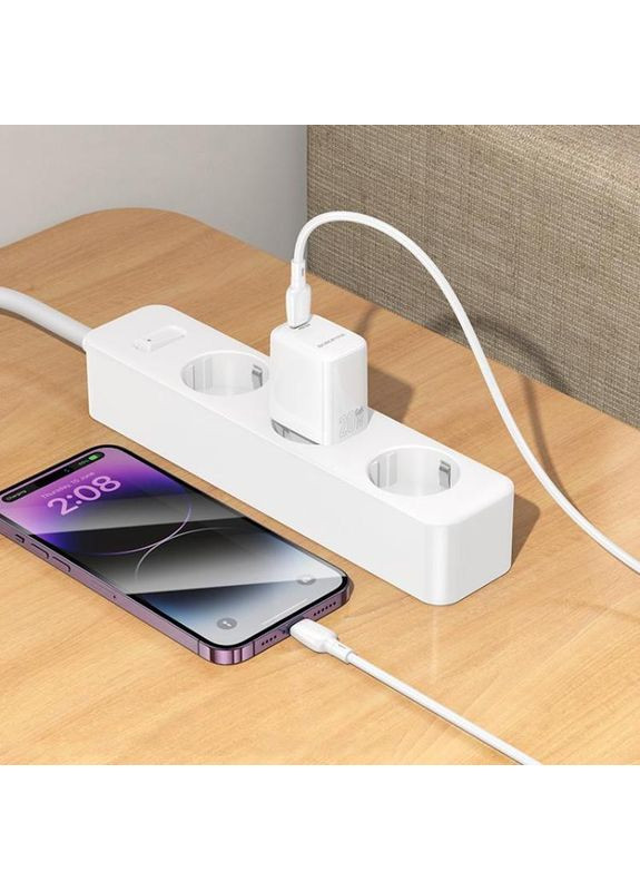 Мережевий зарядний пристрій single-port PD20W charger (EU) White (6941991120237) Borofone BN26 Fuente (360550209)