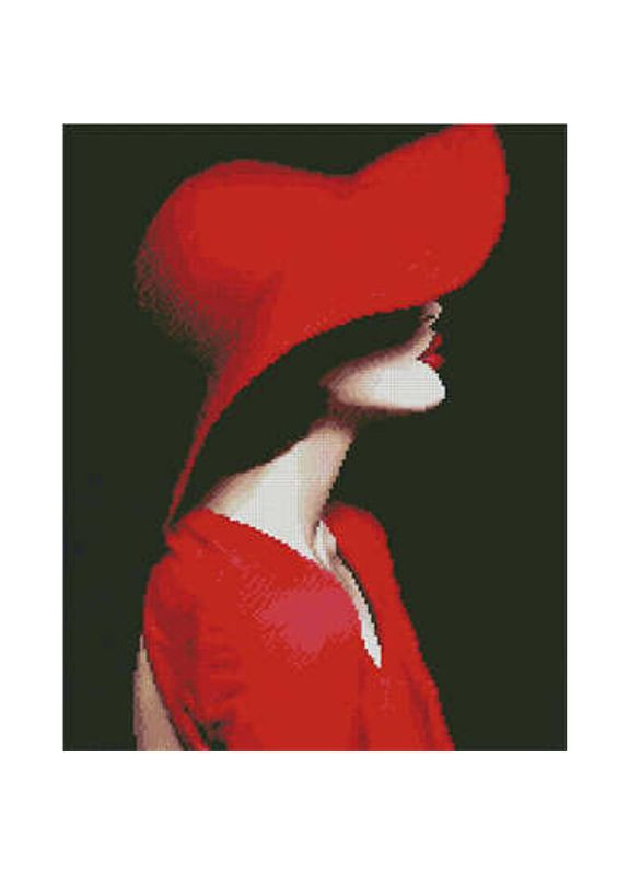Алмазная картина ПРЕМИУМ Леди в красной шляпе размером см (L-136) Strateg (362422945)