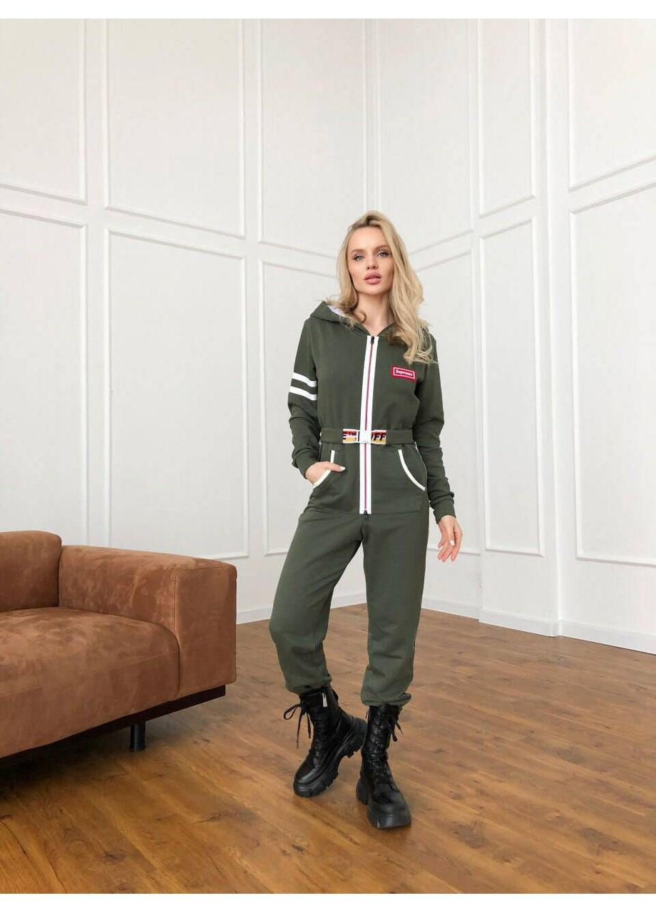 Жіночий теплий комбінезон SUPER з капюшоном (mil291) milirud хакі спортивний