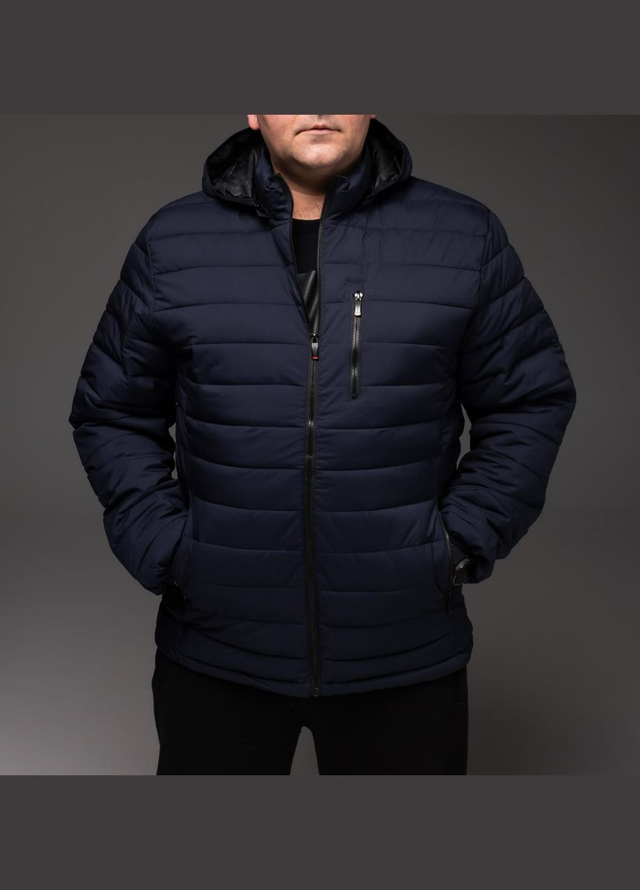 Темно-синя демісезонна утеплена стьобана куртка батал Vakko