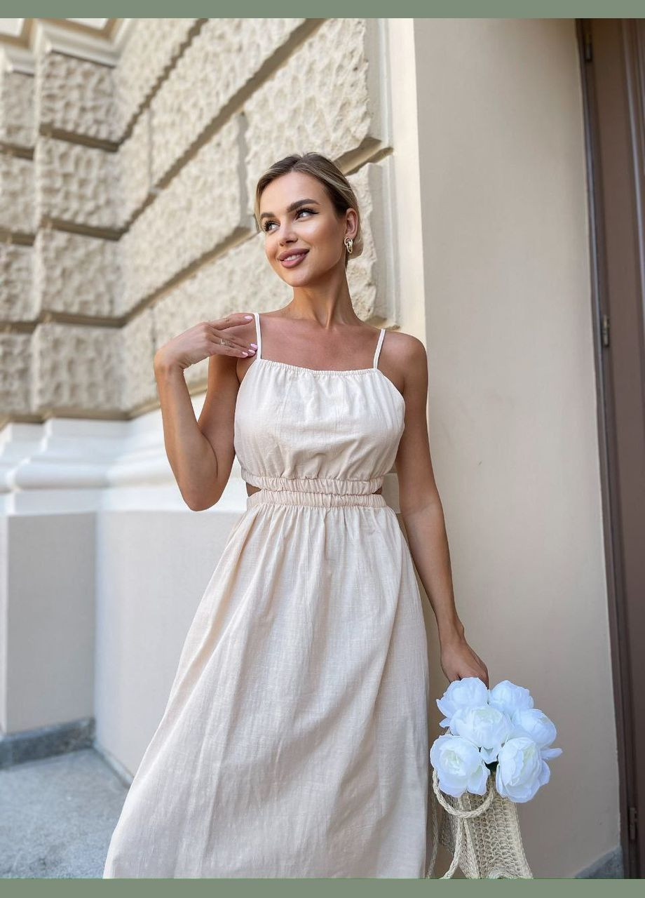 Молочное повседневный, кэжуал женское платье Style Point однотонное