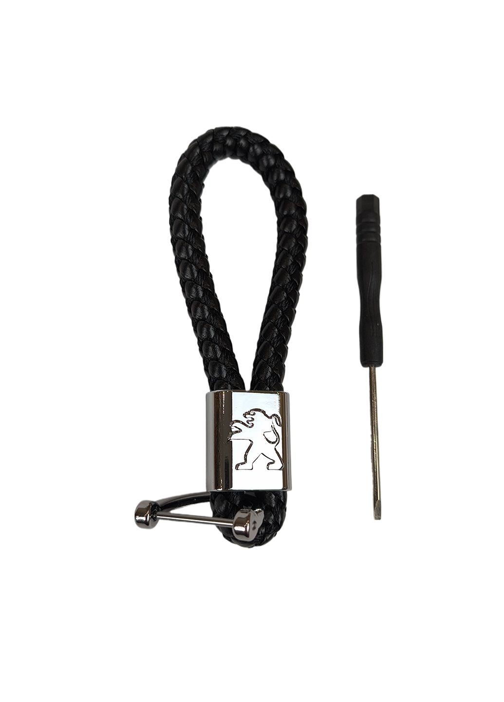 Брелок для ключів авто Peugeot з якісної плетеної еко-шкіри з лого Пежо 29196 No Brand (331768972)