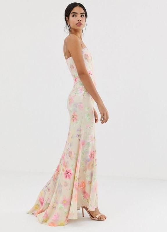 Комбинированное платье макси рыбка в акварельные цветы. Jarlo