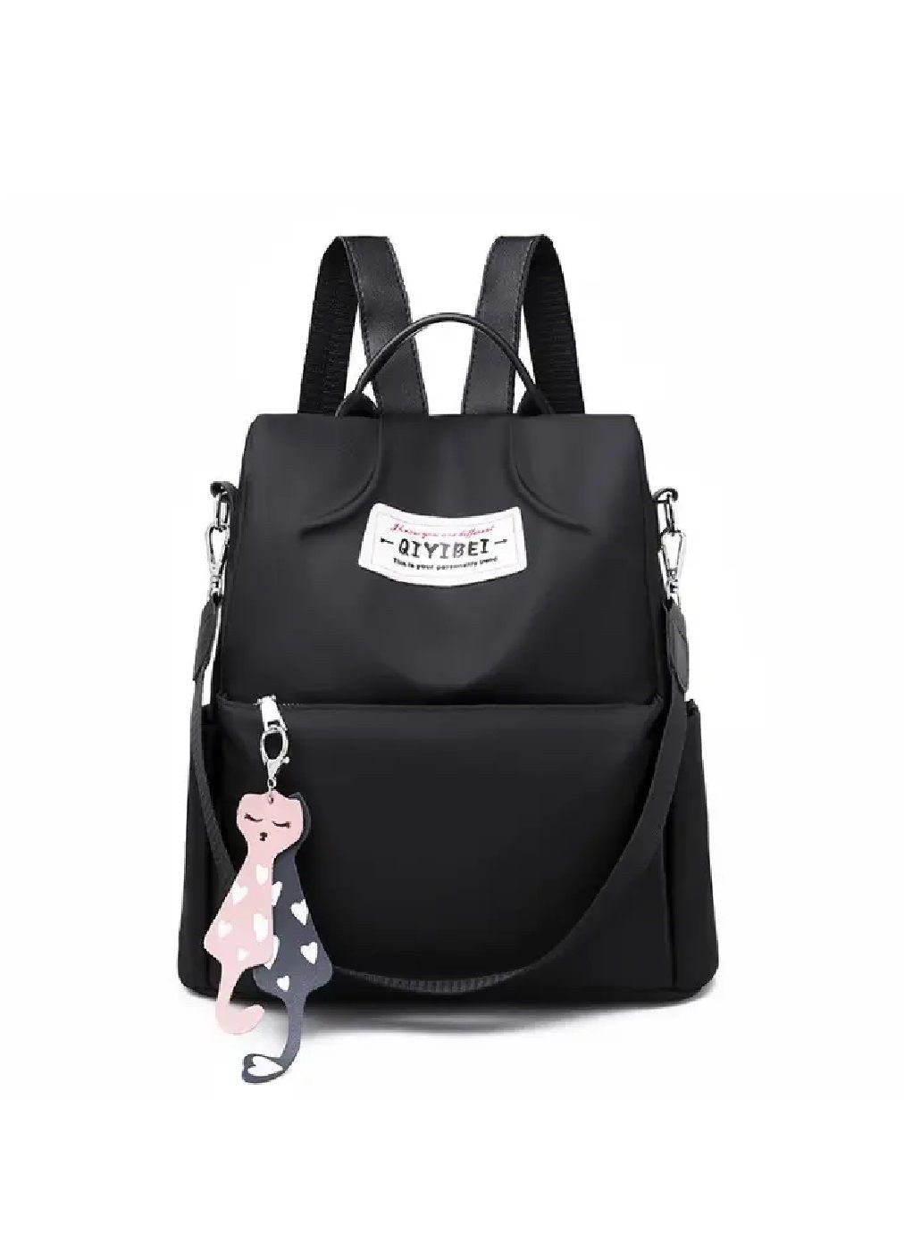 Рюкзак сумка сумка повсякденний міський кежуал жіночий з брелоком системою антизлодій нейлон 32х31х13 см (477580-Prob) Чорний Unbranded (298246155)