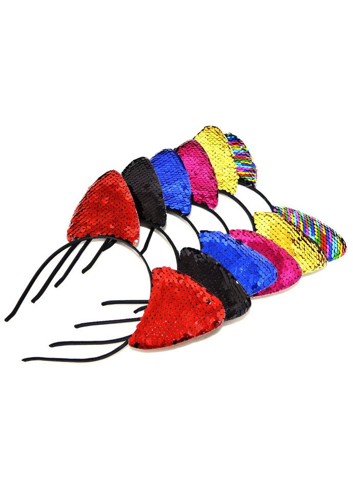 Обруч для волос "Ушки в пайетках" 0106-017, 6 штук La-beauty (322260840)