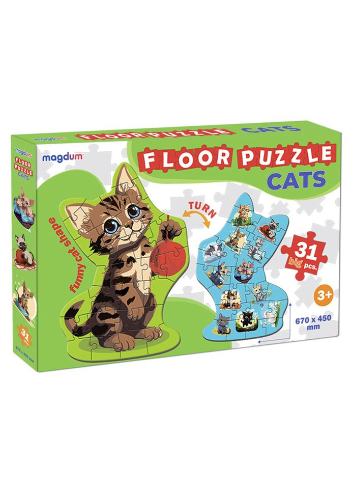 Дитячий розвиваючий Пазл гігант "Кіт" 2 в 1 ME5032 32, 31 елемент MAGDUM (364133997)