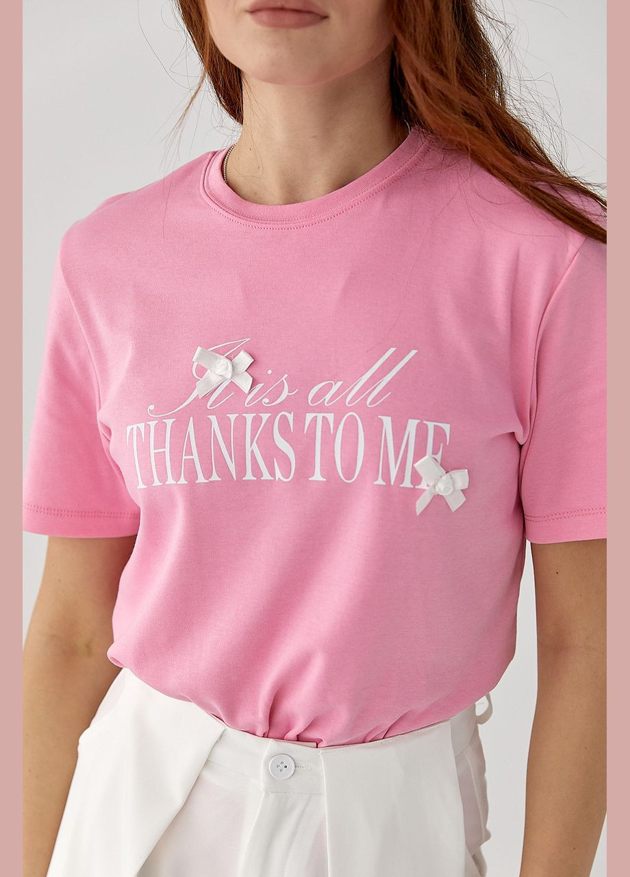 Футболка з написом та бантами Lurex - (333339877)