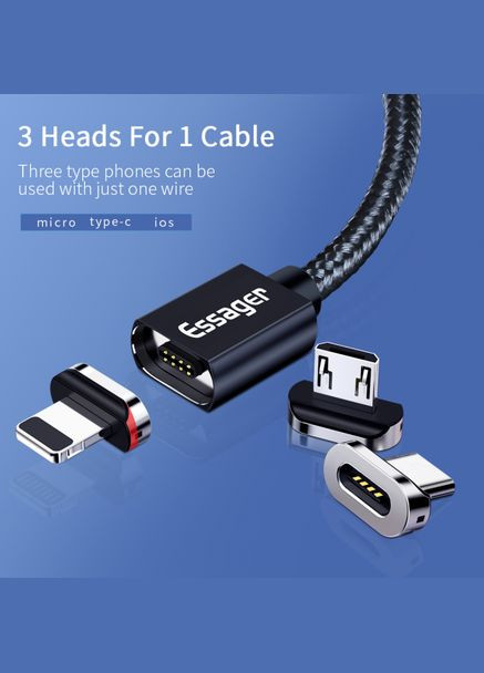 Кабель магнітний поворотний Type-C 1 м у тканинному обплетенні з передаванням даних Essager (300523929)