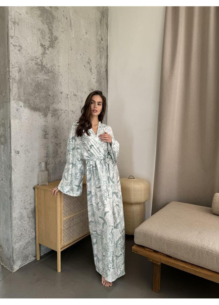 Натуральний халат кімоно, ніжно Oversize Lavender Dreams (366665675)