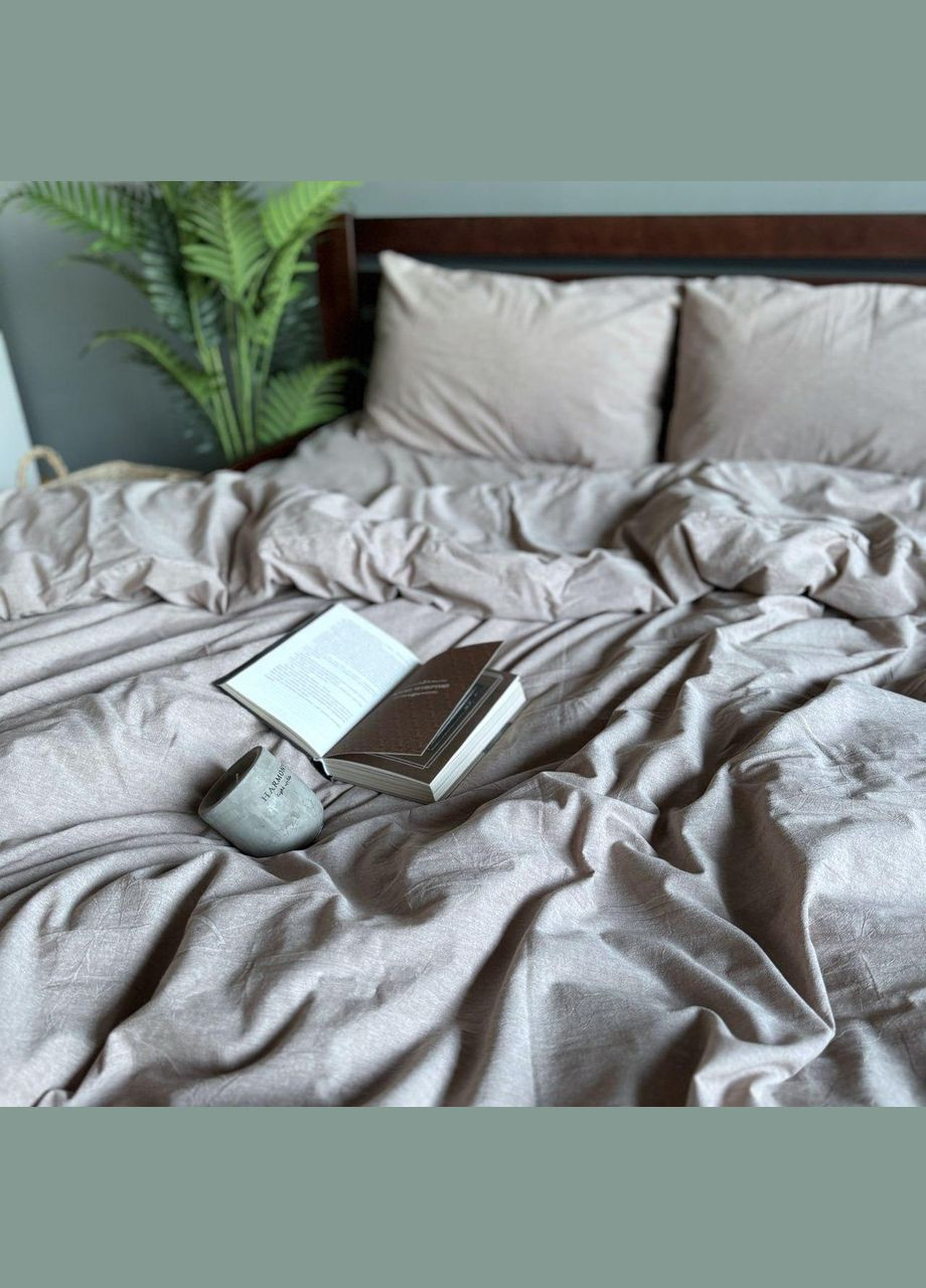 Постельное белье Washed Cotton Семейный 150 х 215 два пододеяльника Вареный хлопок Бежевое 50 х 70 No Brand (307470606)