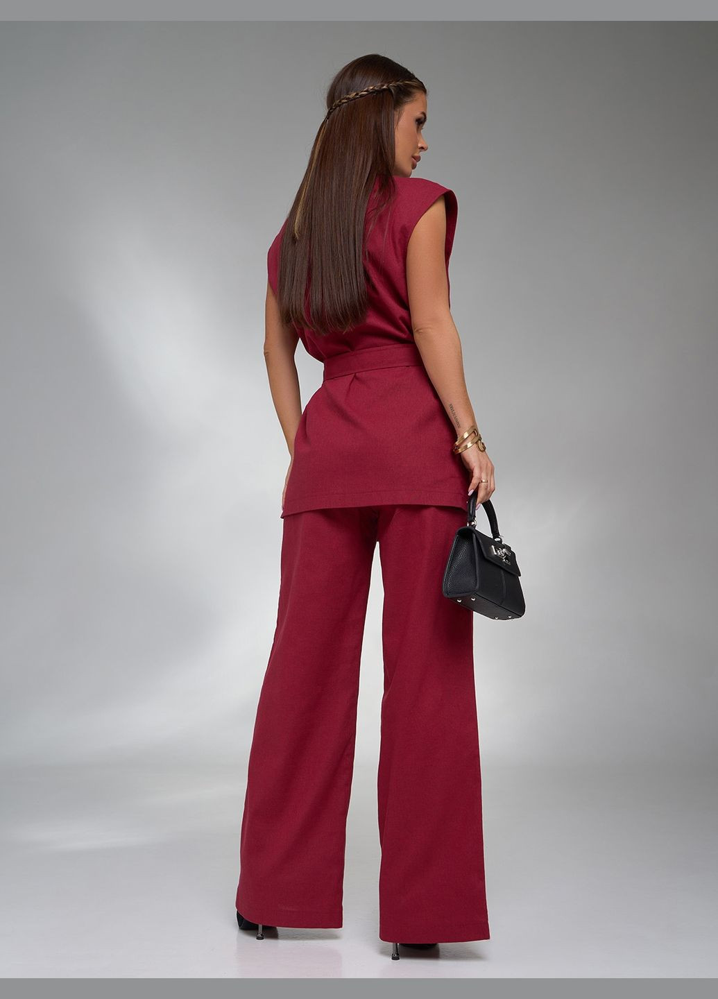 Стильний лляний костюм з подовженим жилетом No Brand (327792560)