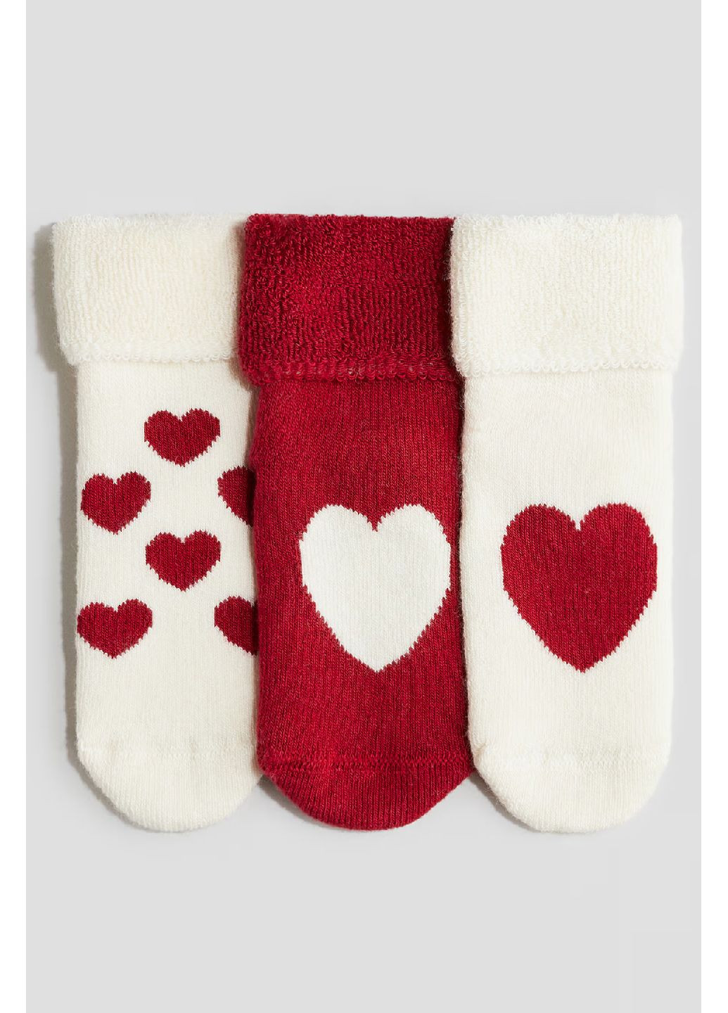 Комбинированные носки на махре со стопперами (3 пары) H&M сердечки (349226146)