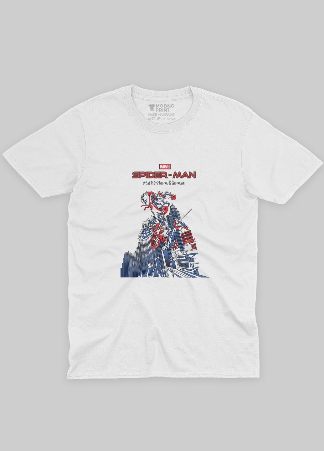 Белая демисезонная футболка для мальчика с принтом супергероя - человек-паук (ts001-1-whi-006-014-041-b) Modno
