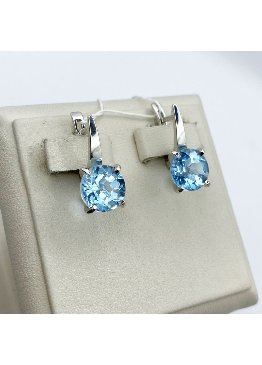 Сережки срібні з блакитним топазом 5.35 г No Brand (369736806)