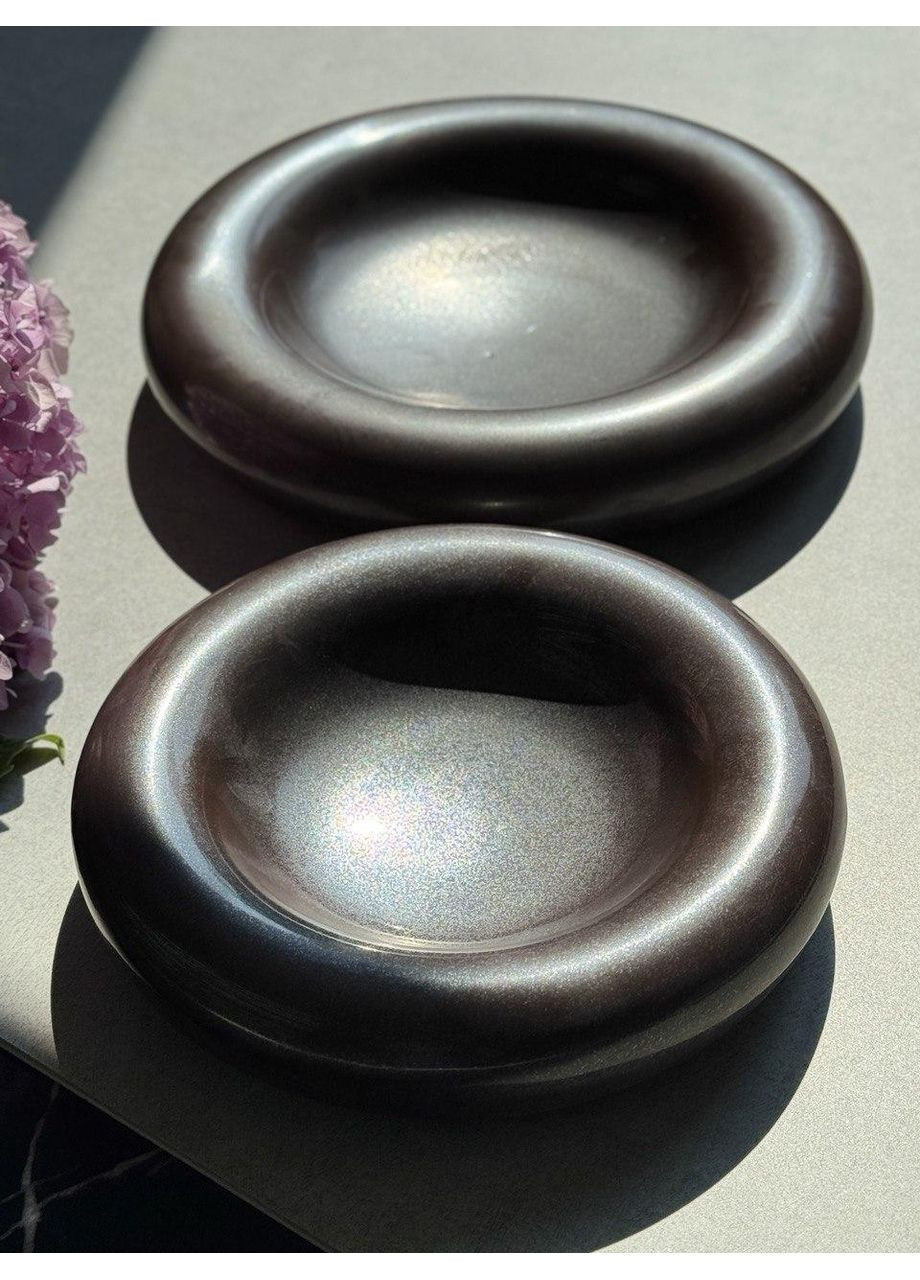 Тарелка "Каменный круг" черного цвета керамическая в изысканном дизайне 20.3см OSM (365549085)