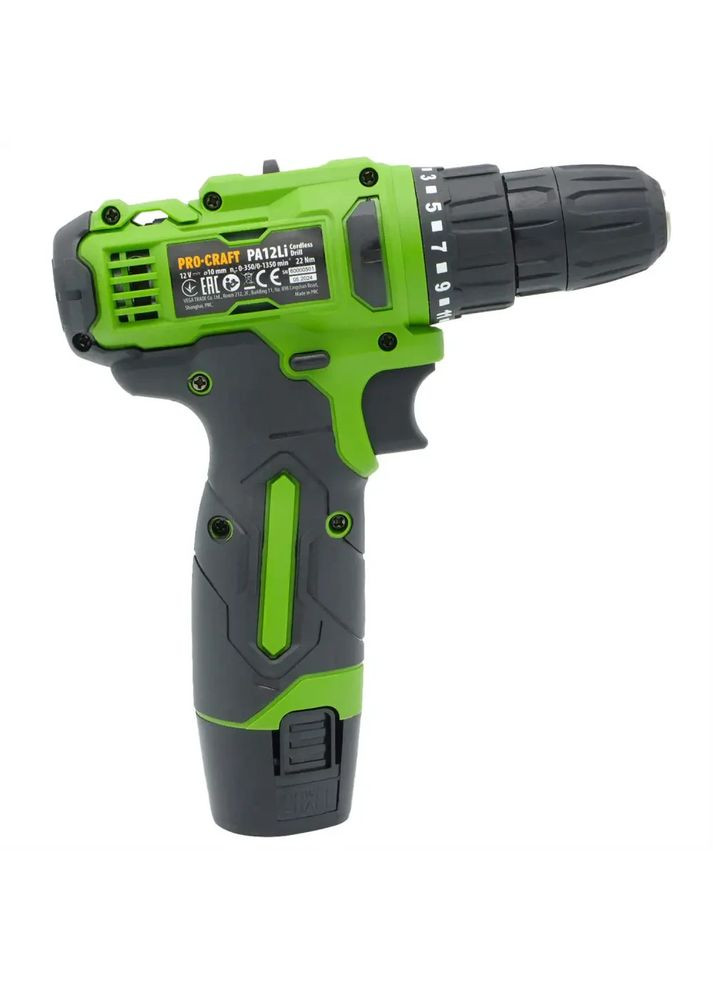 Шуруповерт PA12Li — 12 В, 20 Н·м, 2 АКБ, компактный, 2 скорости ProCraft (372296103)