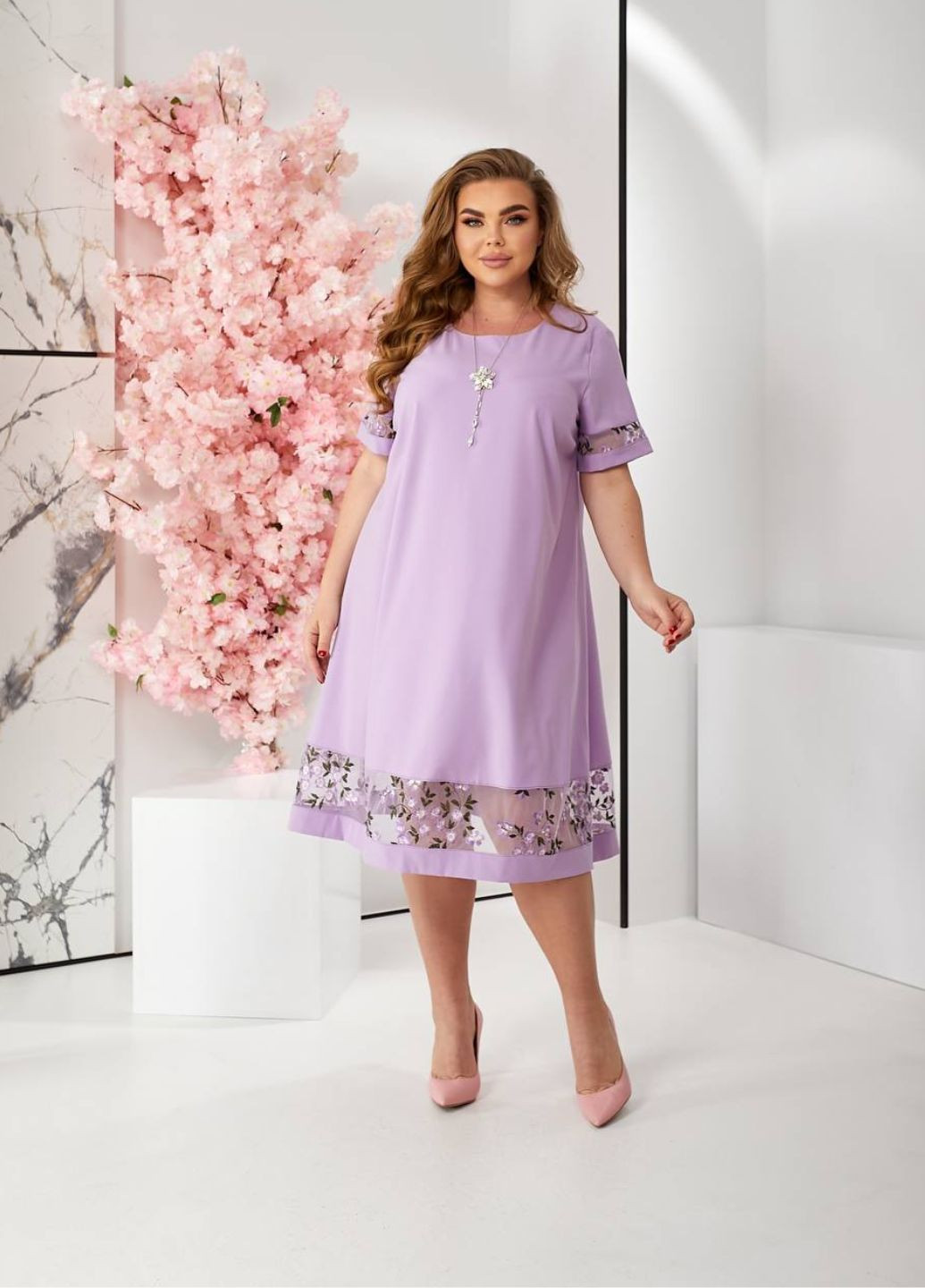 Фіолетова повсякденний сукня з вишивкою No Brand однотонна