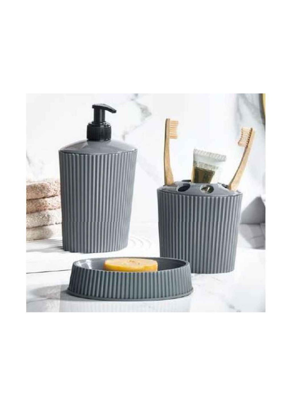 Набор для ванной комнаты (дозатор, подставка д/щеток, мыльница) LINE Ozer Plastik (363328522)