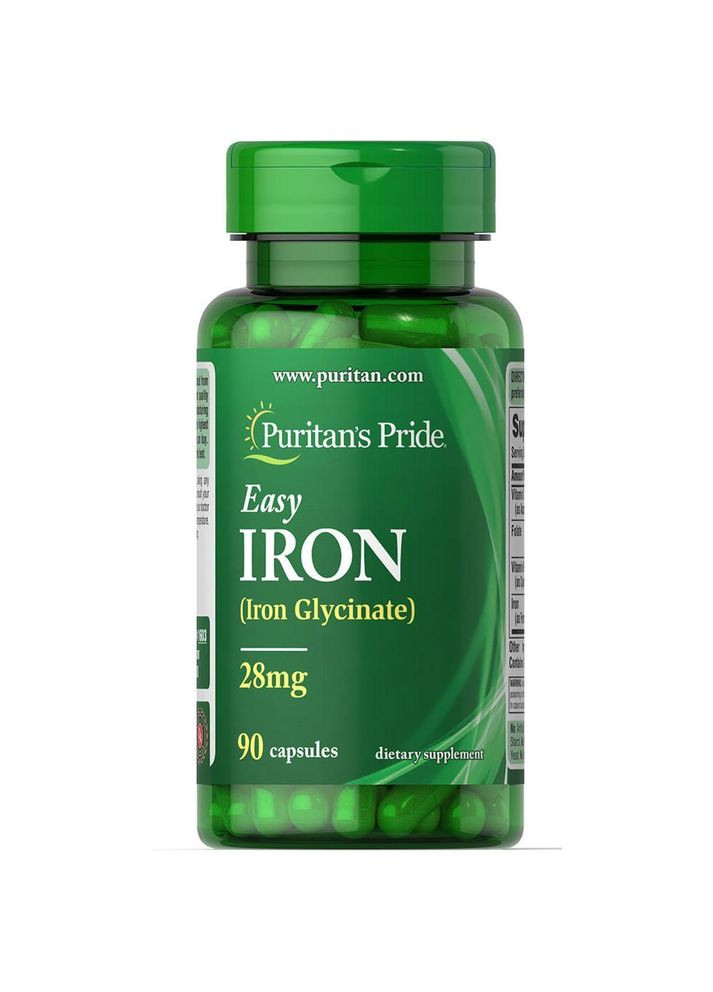 Easy Iron 28 mg (Iron Glycinate) - 90 Capsules Puritans Pride (369397820)