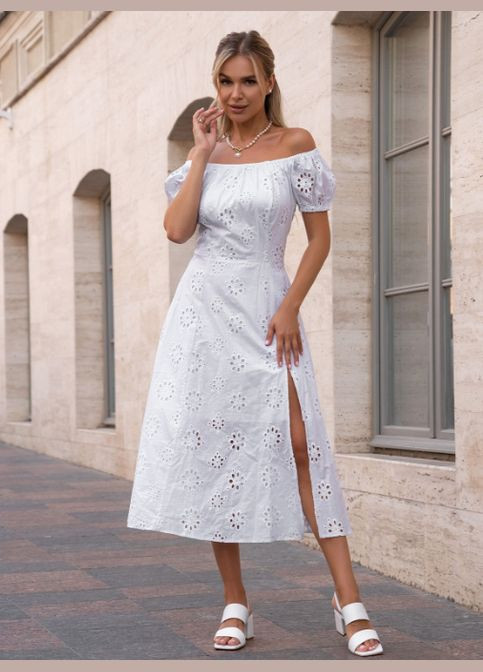 Белое повседневный нежное платье клеш No Brand