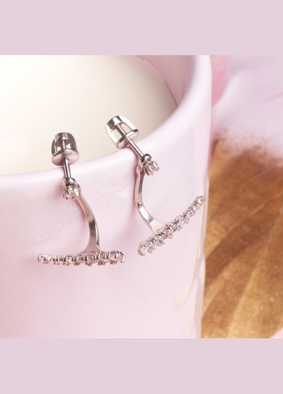 Серебряные серьги с фианитами. Каштан (342335351)