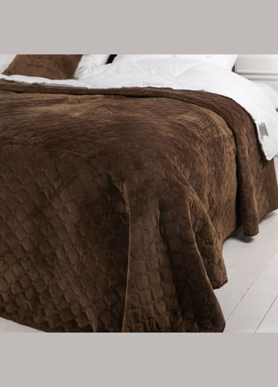 Покривало Велюрове м'яке Коричневе Двоспальний розмір 180х240 см ромб/круглий ТЕП (323645238)