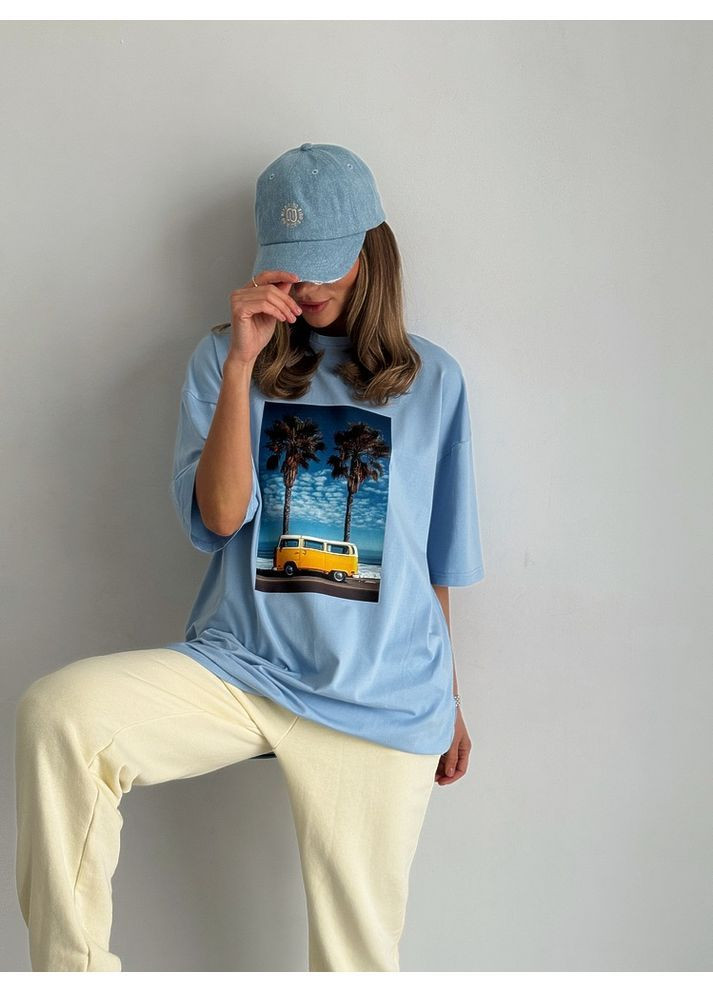 Футболка АВТОБУС ЖЕЛТЫЙ цвет голубой milirud - (366291358)